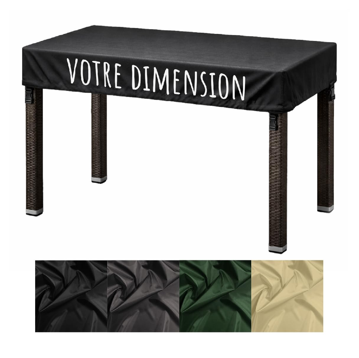 Housse de table personnalisée sur mesure pour tables de jardin, protection extérieure respirante coupe-vent imperméable