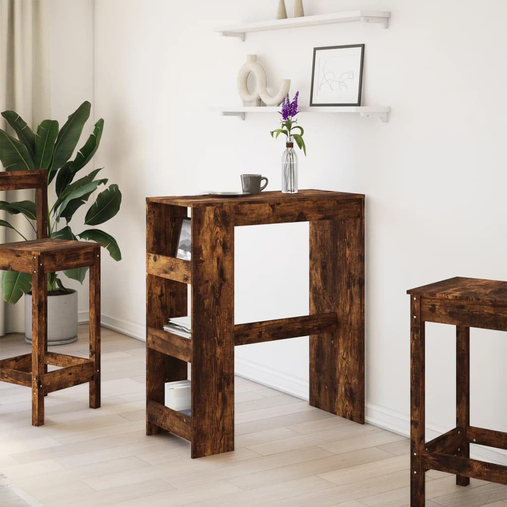 Stół barowy z regałami 90 x 40 x 103,5 cm drewno drewno wędzony dąb