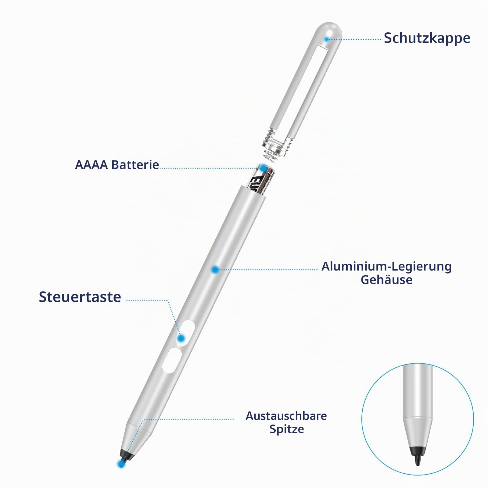 Stylus Stift für HP Omnibook, Pen für HP Envy x360 Pavilion x360 Specter x360 Touchscreen Laptops mit 2500h Akkulaufzeit Palm Ablehnung & 1024 Druckempfindlichkeit