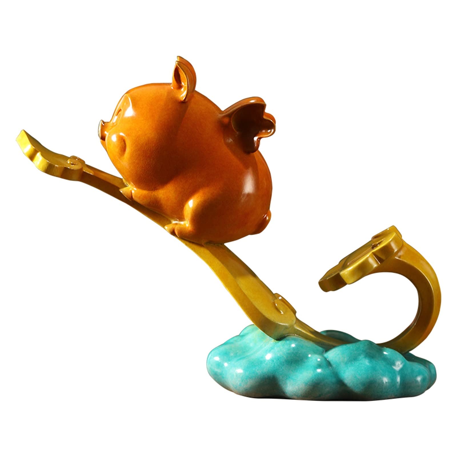 hongchenke34 Copper statue Copper Pig Entrance Ornaments Living Room All Things as You Wish Crafts Office Souvenirs Artwork(B)