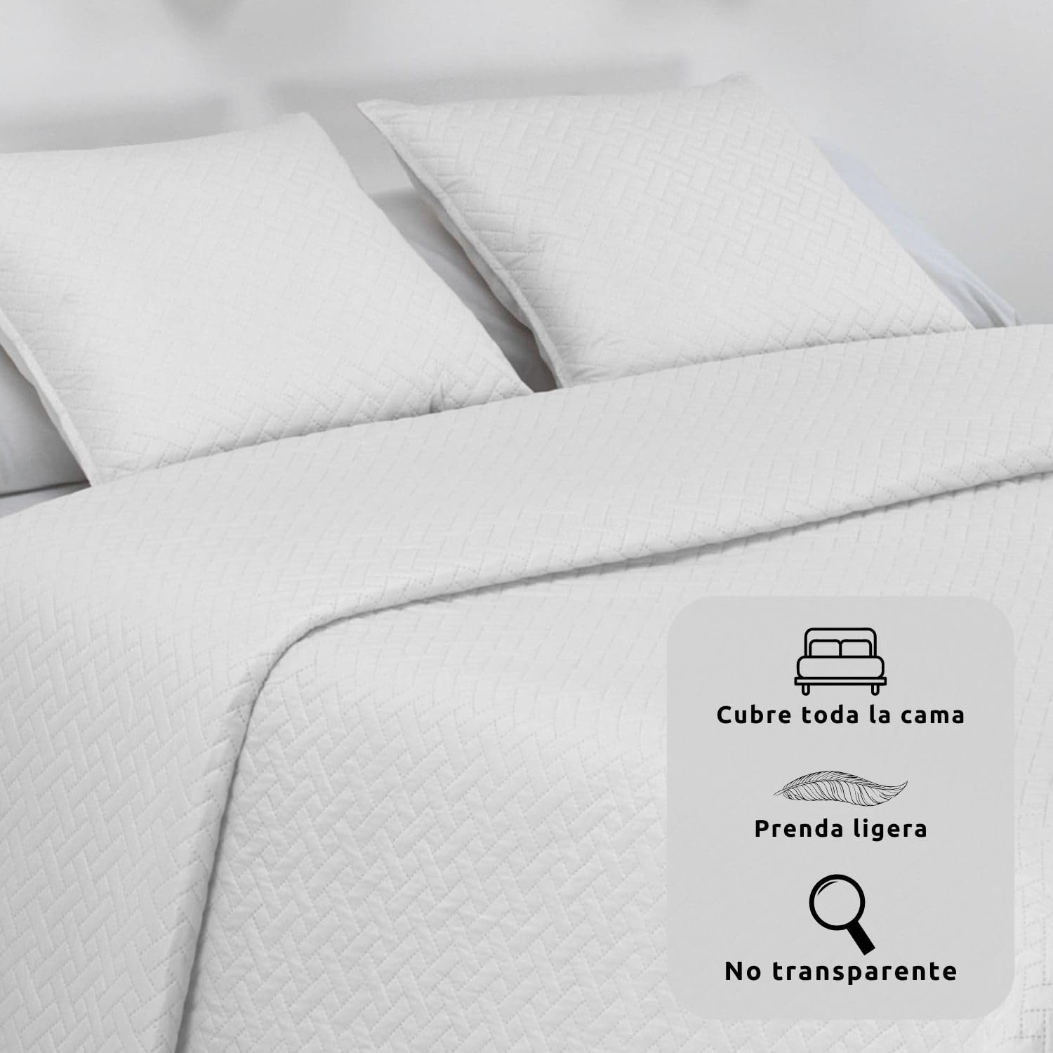 Donegal Collections - Colcha Bouti Lisa Acolchada y Reversible + 2 Cojines Cama 150/160 cm, Color Blanco. Colcha Cubrecama de Microfibra Extrasuave, Primavera Verano, Fresca, Acolchado Fino
