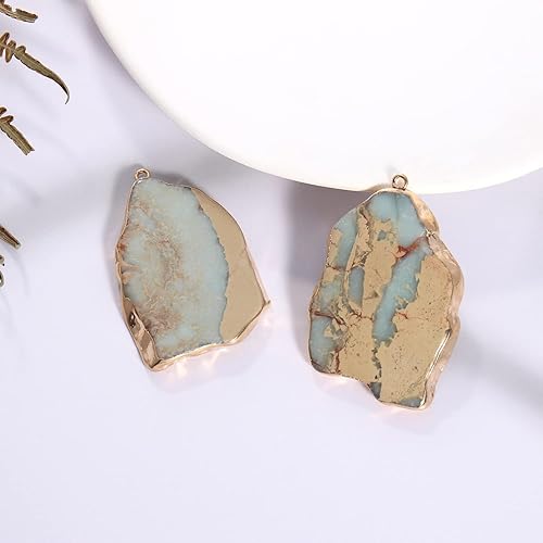 Miniatura 4 de Firstmeet 2 dijes de piedra de forma irregular, cuentas de piedras preciosas a granel para hacer joyas y collares de bricolaje