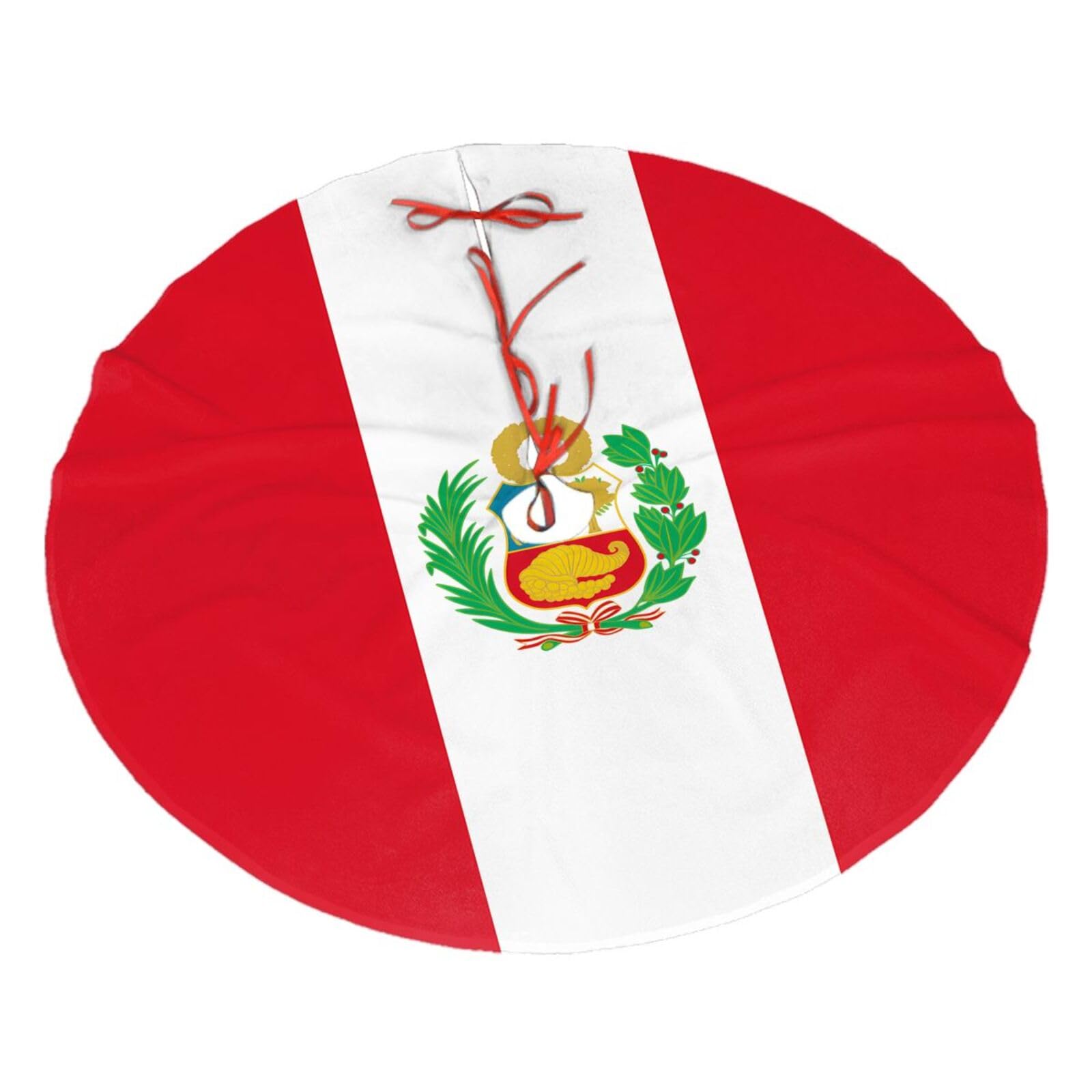 Flag of Peru Printed Christmas Tree Skirt Christmas Plush Tree Skirt 36 inches (about91 cm) ChristmasIndoor and Outdoor