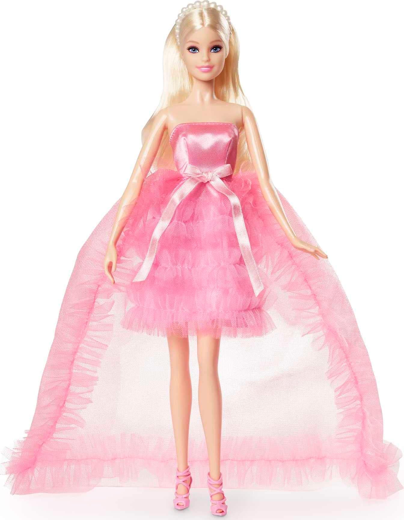 Birthday Wishes Doll with Blonde Hair and Pink Satin and Tulle Dress, Special Occasion Toys and Collectibles