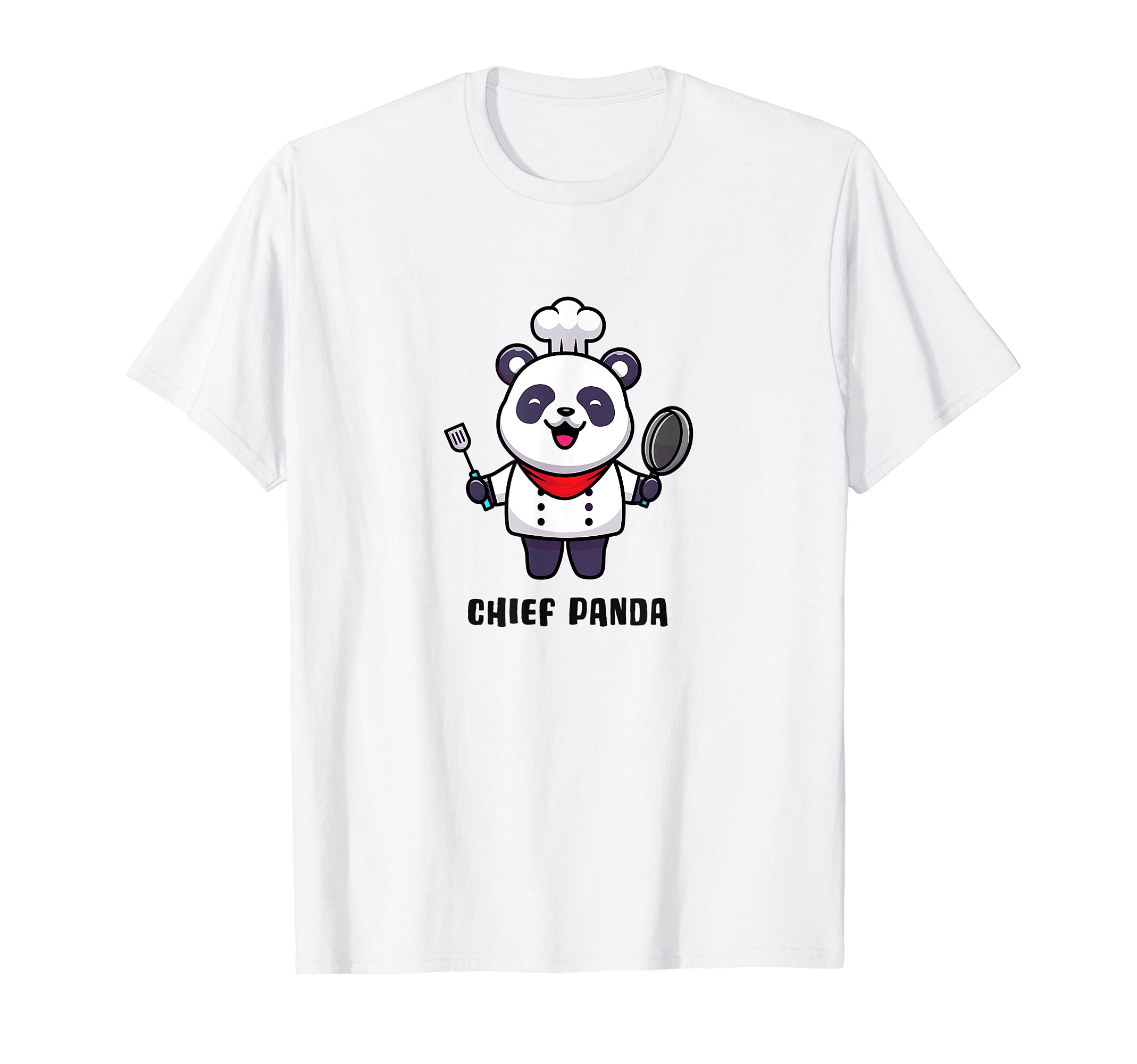 Cute Chief Panda Bear Costume Cook Holding Pan T-Shirt