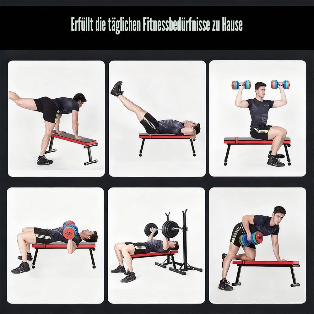 Klappbare Hantelbank, Flachbank,Klappbare Ganzkörper-Trainingsbank,Platzsparend Zusammenklappbar,Geeignet Für Heimfitnessstudio Und Fitnessstudio,Trainingsbank Für Zuhause, Tragfähigkeit 200 Kg