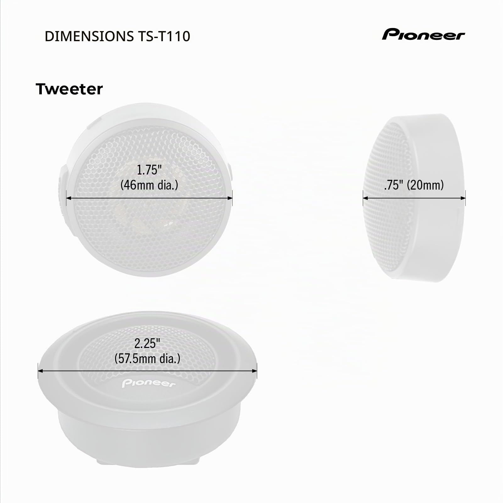 Pioneer ts-t110 120 W 40rms Rigide Tweeter Dôme