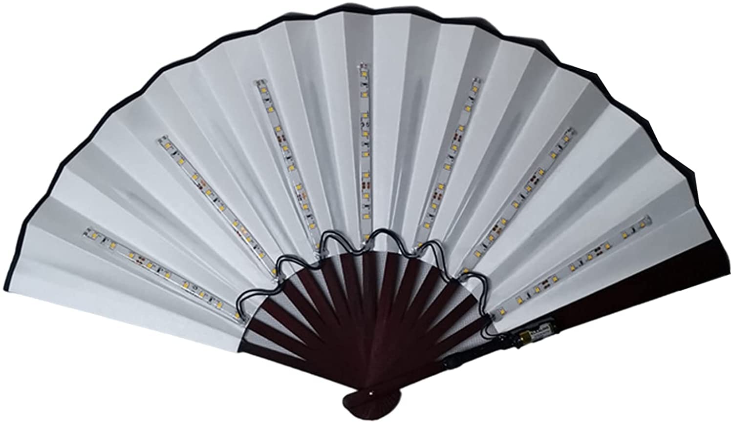 Abanico Banquete De Boda Verano Abanico LED Brillante para Fiesta, Ventilador Plegable A Mano, Bar, Club, Soldadura, Baile, Mango De Madera, Barra Luminosa(D)