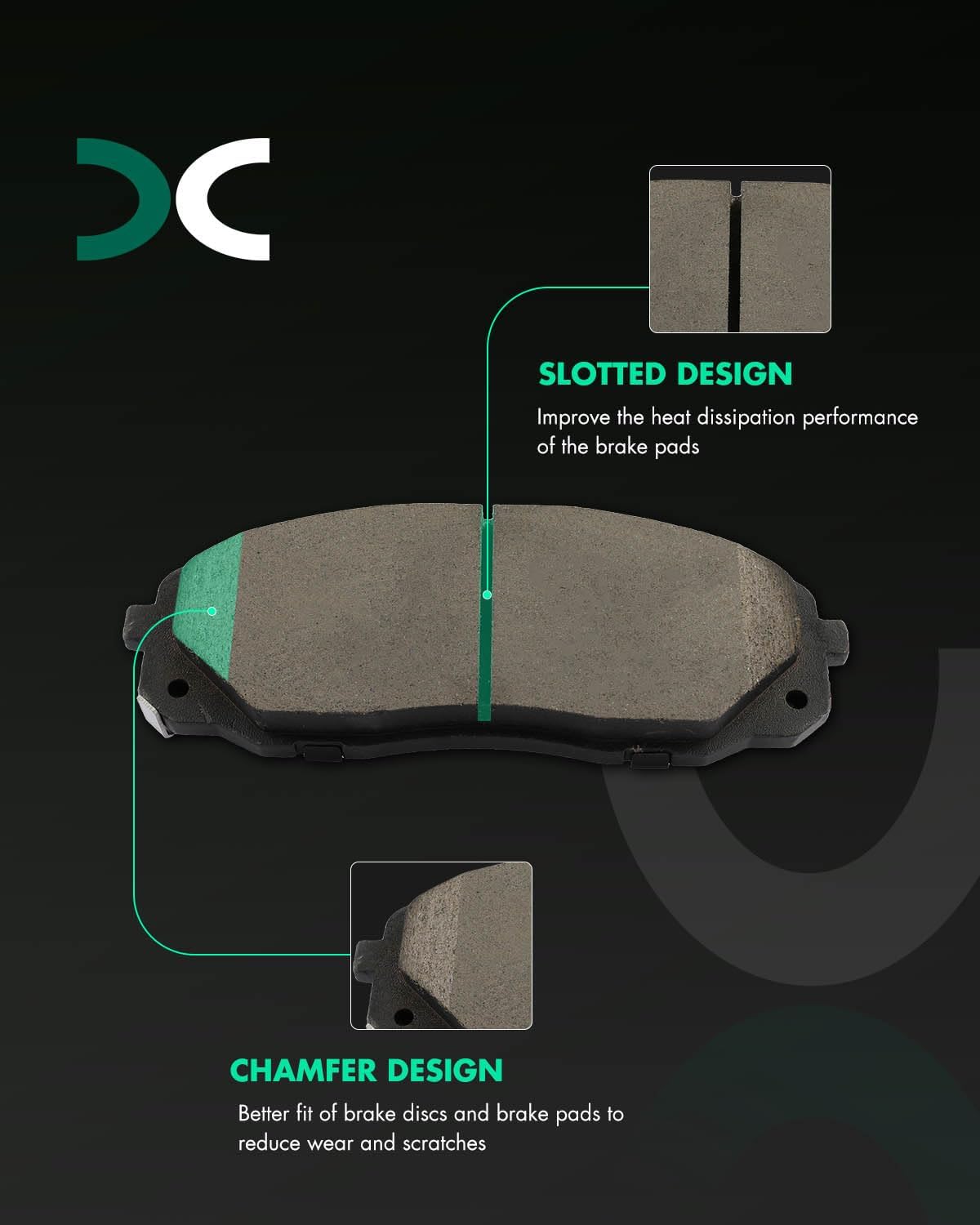 SCITOO D1814 Front Ceramic Brake Pads Sets w/Hardware Replacement For Kia For Sedona 2015-2020