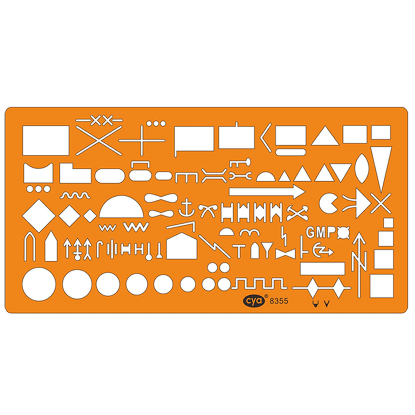 CYA 8355 Military Map Marking Template Stencil, 210x95mm, Transparent Orange, 150+ APP-6A Unit Icons for NATO Army Drawing and Drafting on Tactical