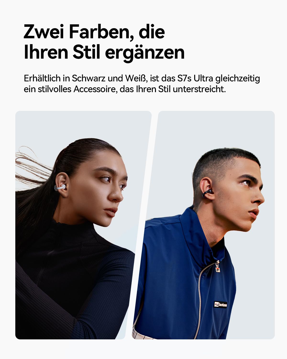SANAG S7SUltra Open Ear Kopfhörer, Clip On Earbuds Kabellos Dyna HiFi, Bluetooth 6.0, 40H Spielzeit, IP67 Wasserdicht, 4g, ENC Geräuschunterdrückung für Anrufe, Sicherer Halt für Laufen, Radfahren
