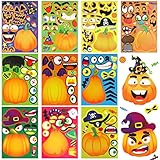 FEBSNOW 40 Sheets Halloween Pumpkin Decorating Craft Stickers for Kids DIY Make a Pumpkin Face Jack-O-Lantern Expressions Sticker Bulk for Halloween Treats Party Favors