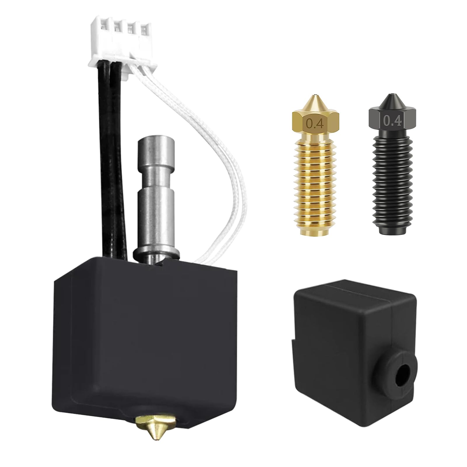 RugooSpink Upgrade keramiek hotend voor Elegoo Centauri Carbon Hotend printkop extruder Hot End met 0,4 mm gehard stalen mondstuk koellichaam verwarmingselement voor Elegoo 3D-printer accessoires