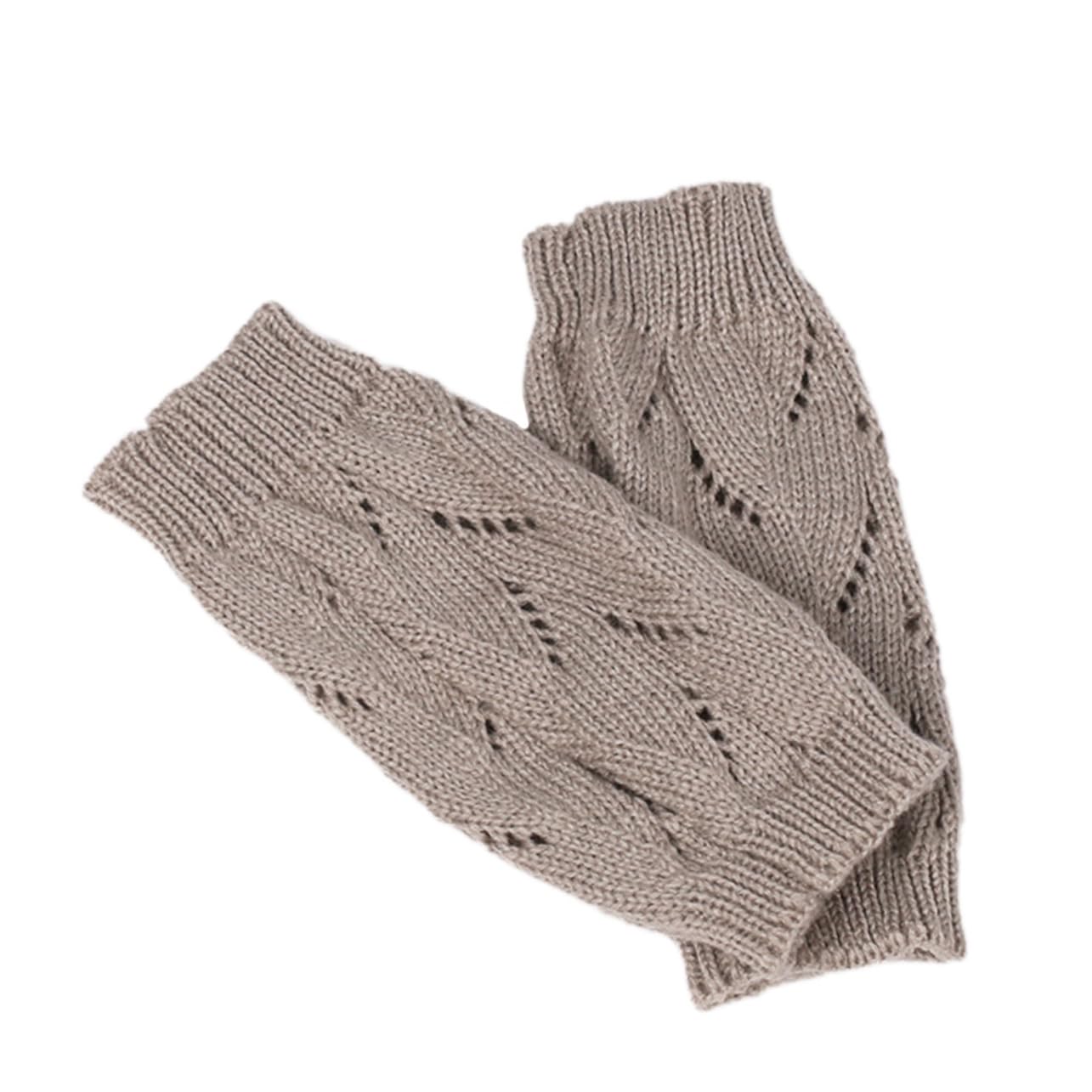 TOVINANNA Women's Long Fingerless Arm Warmers Warm Knitted Crochet Gloves with Thumb Hole for Cold Weather Light Grey