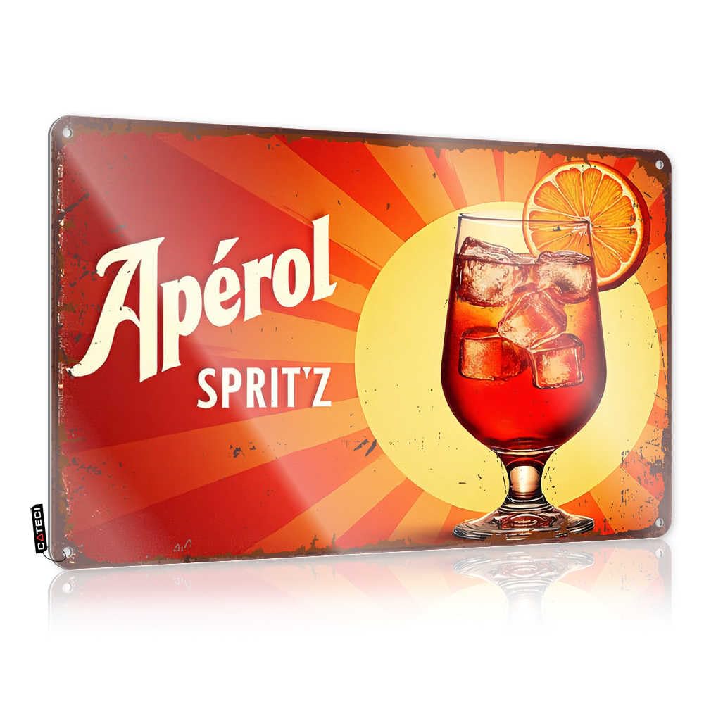 Fzfn Boys Colour Retro Wall Decor Tiki Vintage Style | Vibrant Aperol Spritz Advertisement With Orange Slice And Ice Cub Amazing Essentials Home Decor(30X40cm)