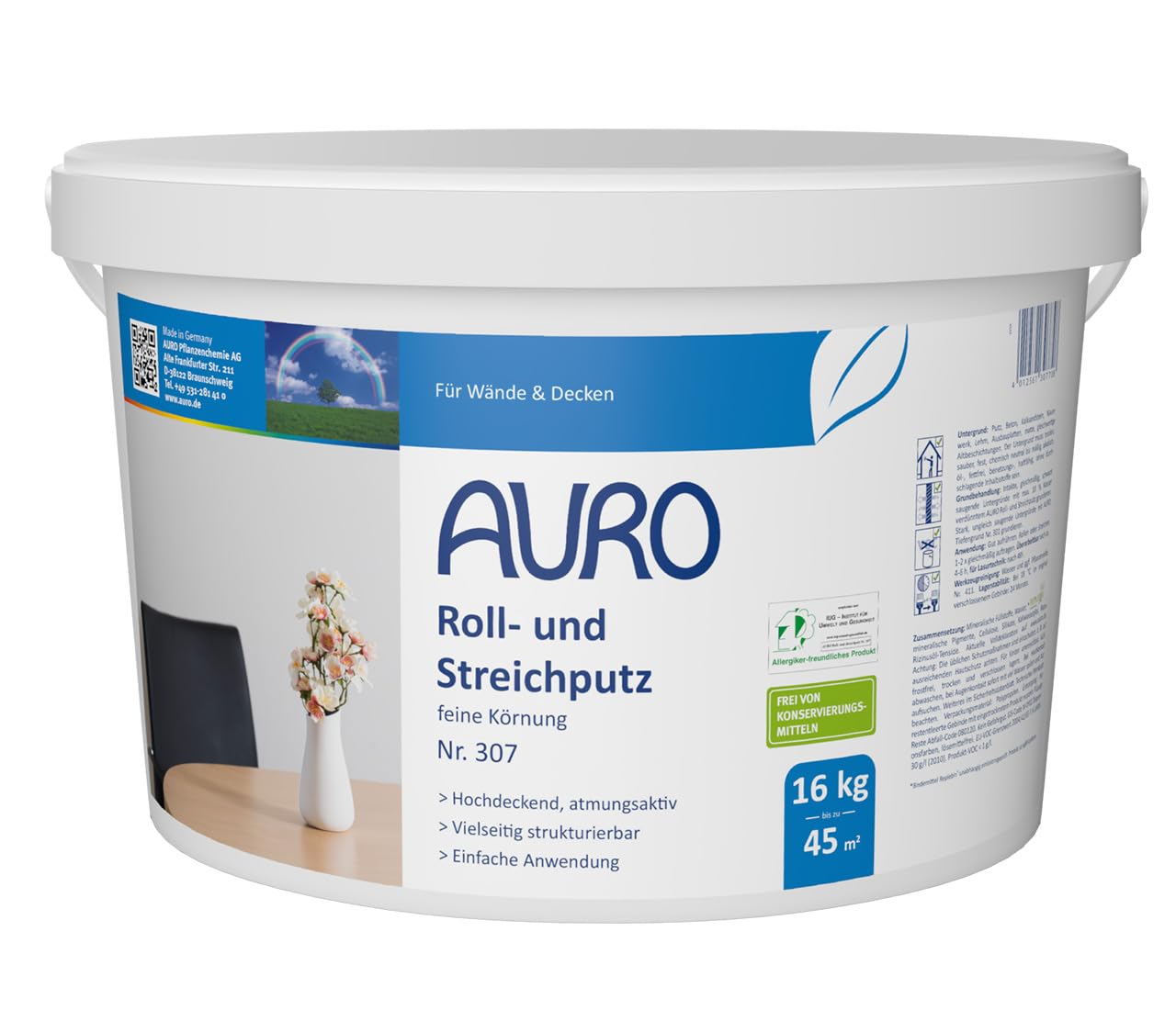 Auro Roll- und Streichputz 16 kg feine Körnung
