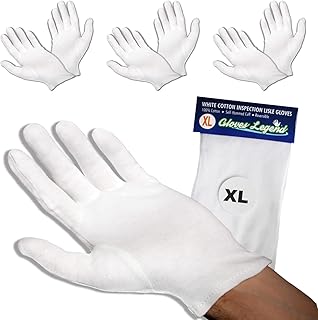Men Size Gloves Legend 100% Cotton White Moisturizing Jewelry Coin Silver Inspection Gloves