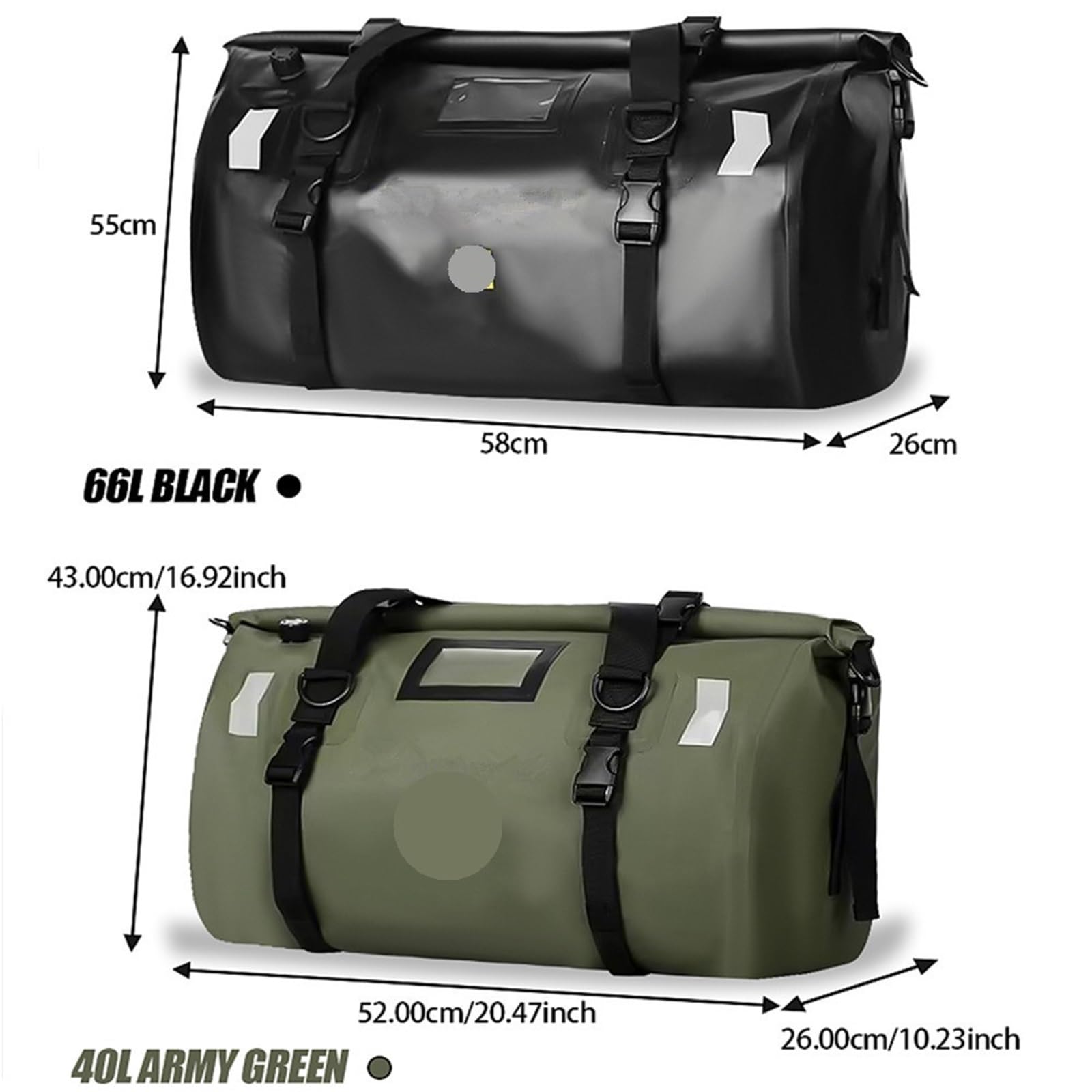 torba na siodełko motocyklowe Uniwersalna Torba Motocyklowa Dry Bag Duffle Bag, Torba Na Tył Motocykla, Torba Na Tylne Siedzenie, Torba Na Kółkach, Torba Podróżna Na Kemping(66L-Brown)