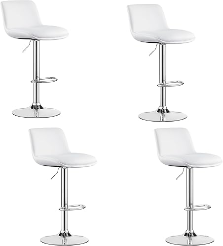 Miniatura 15 de MINCETA Taburetes de bar, moderno taburete giratorio tapizado con respaldo para barra y altura de mostrador, altura ajustable de 24 a 34 pulgadas,
