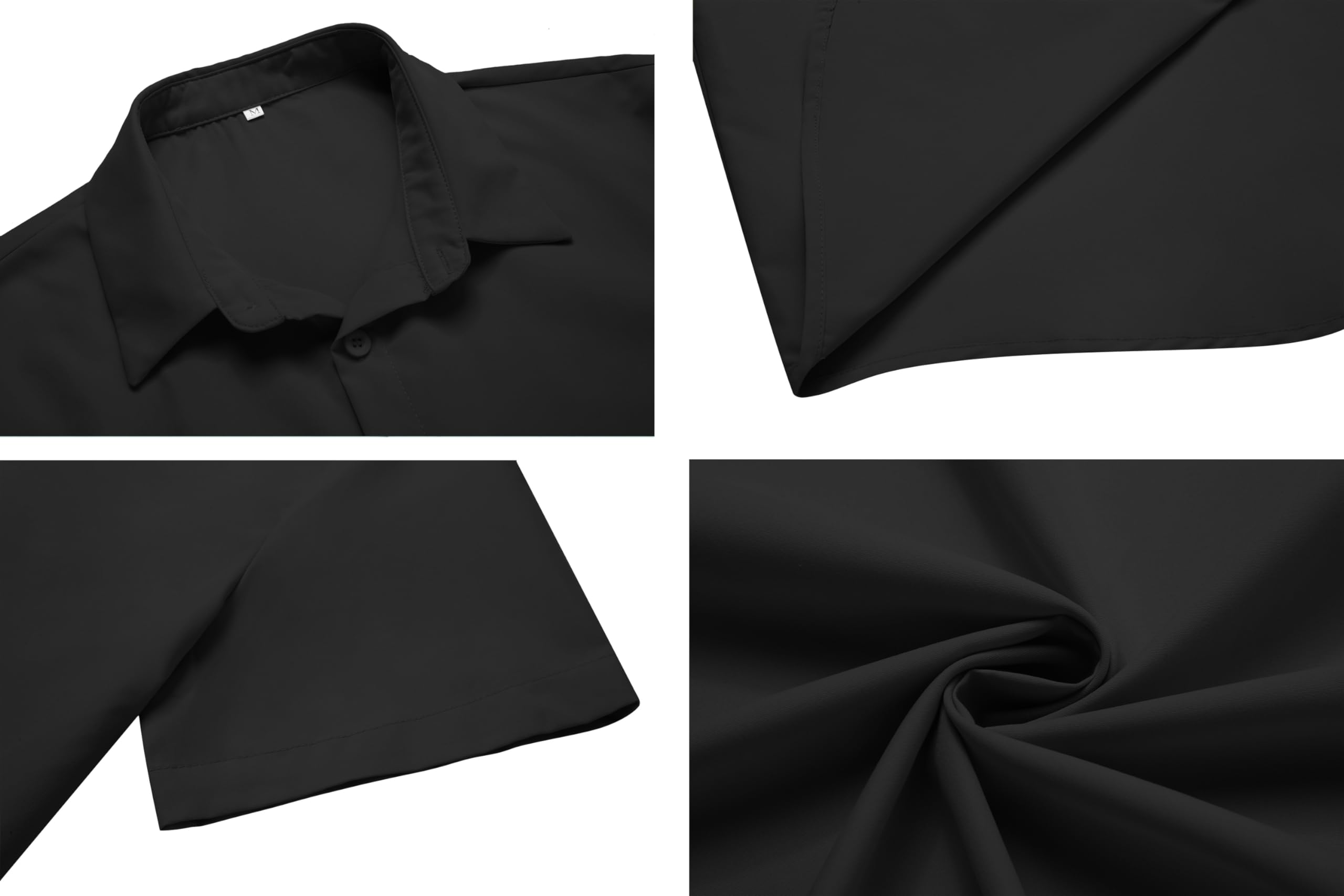 COOFANDY Męska koszula z krótkim rękawem, elastyczna, krój slim fit, koszula rekreacyjna, nie wymaga prasowania, koszula biznesowa, letnia koszula męska z krótkim rękawem, jednokolorowa, basic shirt