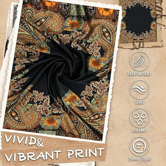 Image of 90x90cm Bandana For Women, Hair Scarf,Head Scarf For Women, Silk Scarf For Women, Satin Scarf, Bandana Scarf, Stylish Fashion Accessory for Office Wear, Travel Styling, Ethnic Occasions