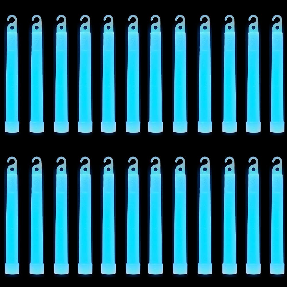 Trimming Shop6 inch Glow Sticks Lanyard Premium Ultra Bright Glow in the Dark Rod Mega Party Pack of 25 (Aqua) for New Year’s Eve, Graduation Party, Camping