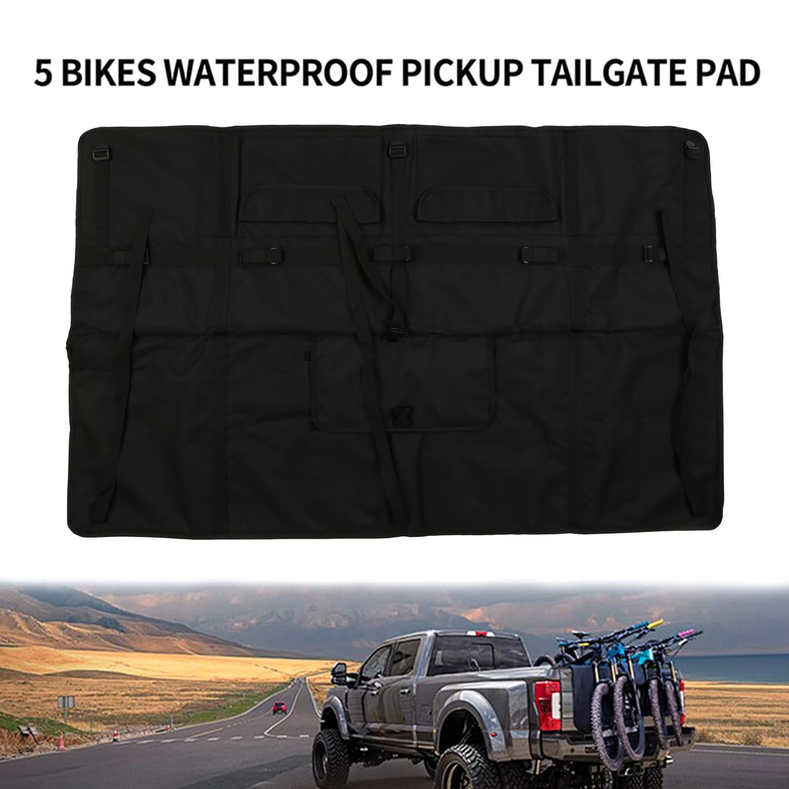 Car Tailgate Cover Protection Pad Mountain Bike Pick-up Pad With 5 Bike Frame Fixing Strap For Truck Bicycle Accessories Pick Up Pads For Elderly Bike Tailgate Cover For Bike Tailgate Pad For Bike