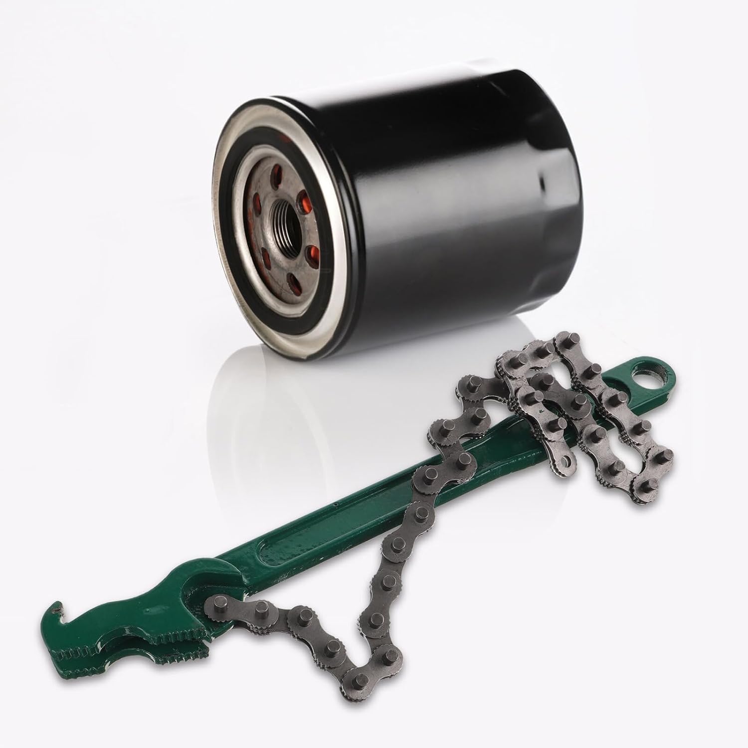 Ciieeo 2pcs Heavy Duty Chain Oil Filter Wrench Set with Metal Chain Strap for Automotive Maintenance and DIY Repair