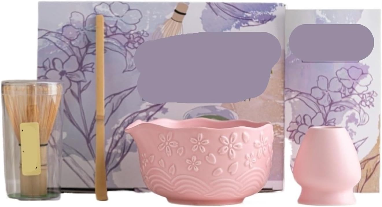 2/4/7 Pcs Ceramic Matcha Bowl Flower Making Kit Reusable With Pouring Spout Whisk Holder Tea(Green-2pcs)