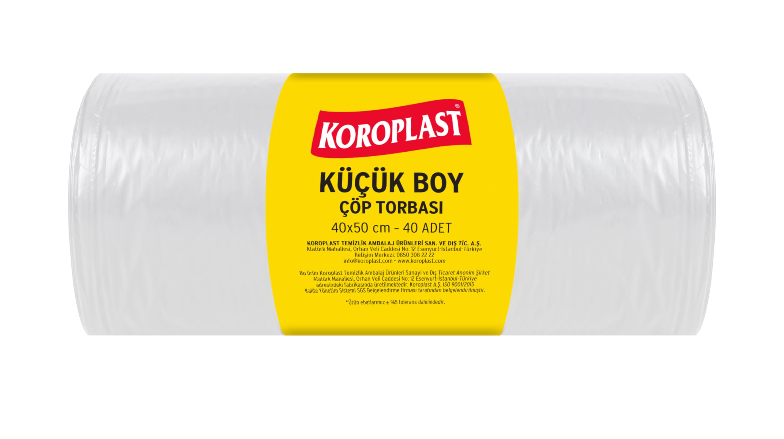 Koroplast Küçük Boy Çöp Poşeti 40x50 cm 40 Adet, Sızdırmaz ve Yırtılmaz, Ekonomik Çöp Torbası, Geri Dönüştürülebilir Atık Torbası, Doğa Dostu, Sürdürülebilir Dayanıklı Çöp Poşeti