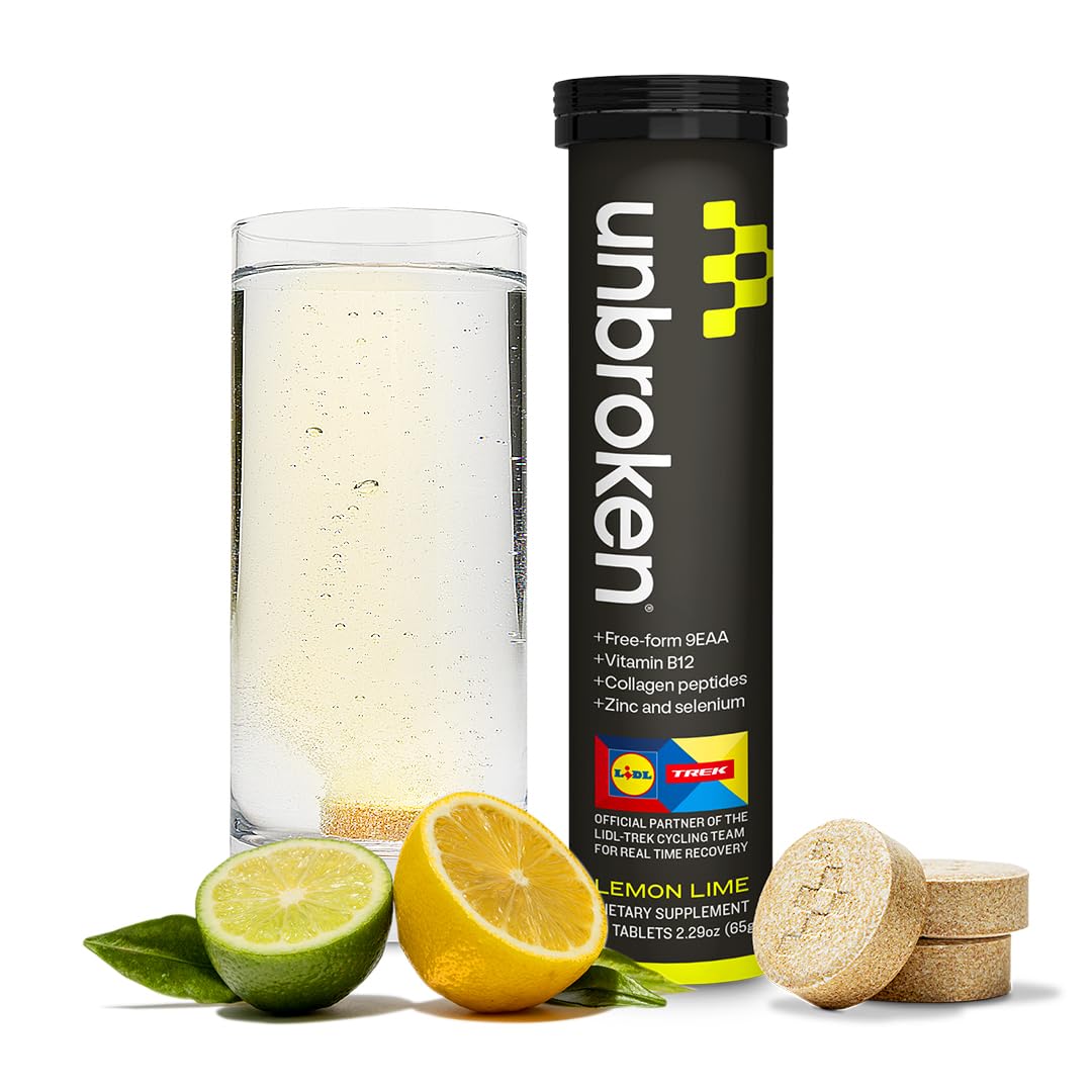 UNBROKEN Amino Energy Tablets with All 9 EAA & BCAA Amino Acids in Free-Form, Amino Acids Supplement for Faster Recovery & Less Muscle Soreness, Post & Preworkout for Men & Women,10 Serv. Lemon/Lime.