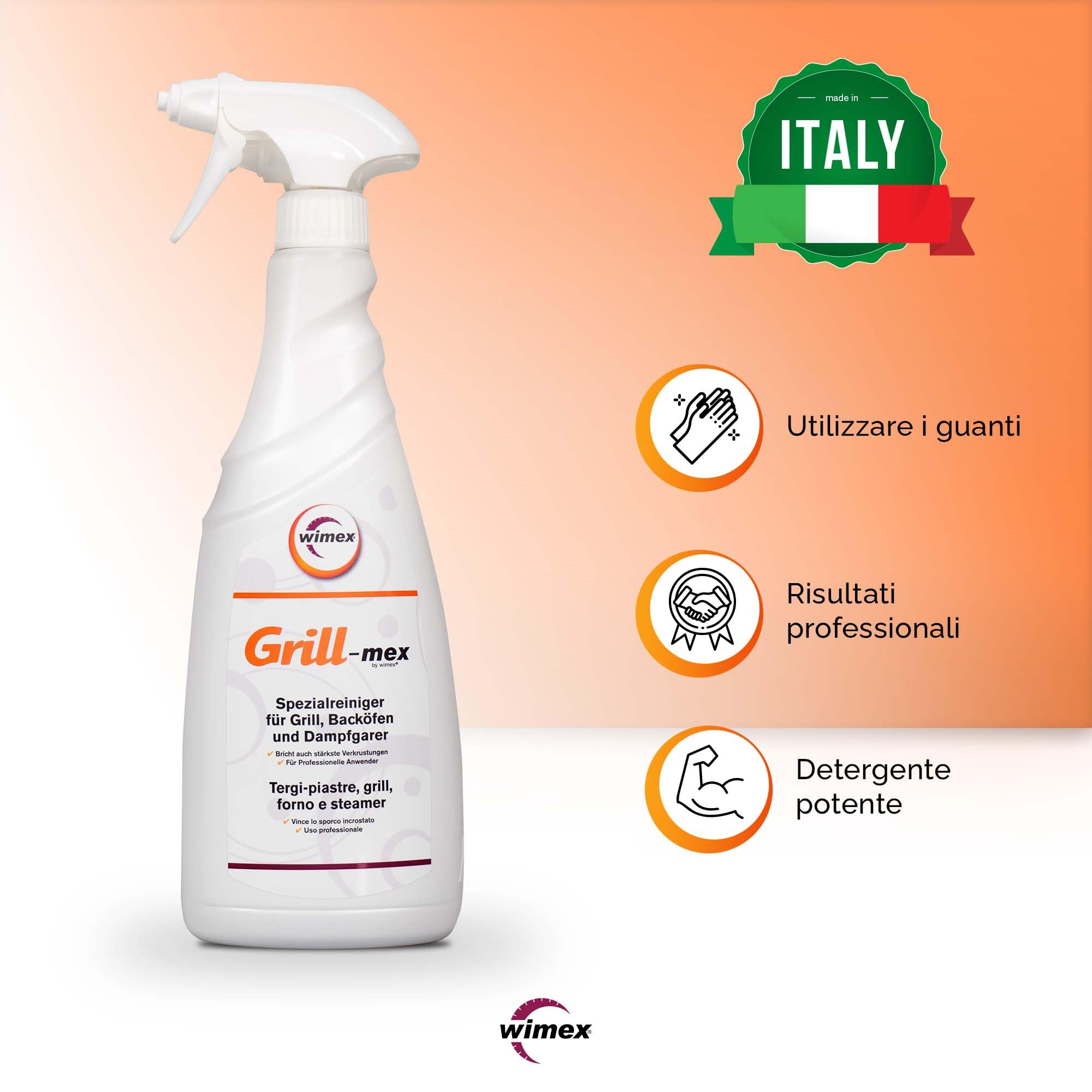 Wimex Grill-mex Spray Detergente per Forno, Grill e Piastre - Pulizia Intensa. 750ml