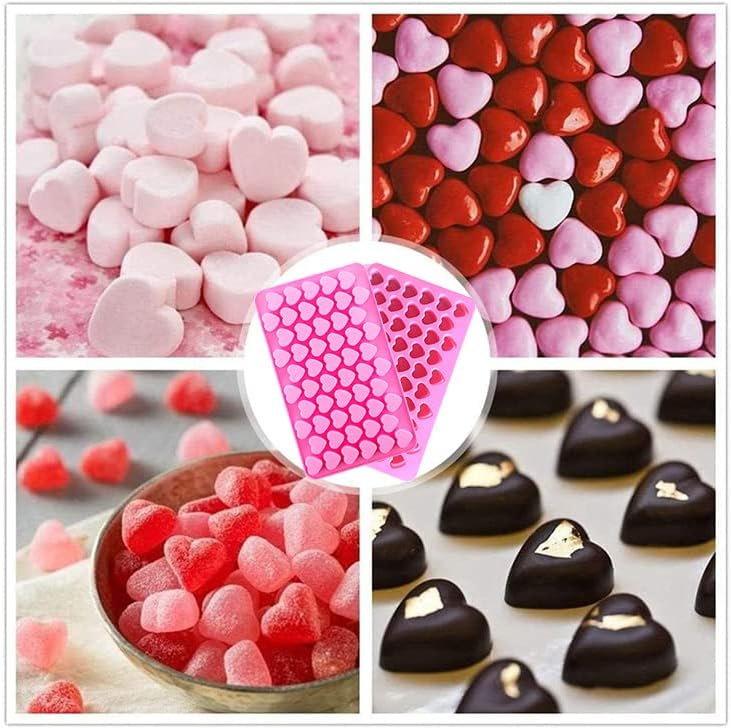 Miniatura 5 de Mini moldes de silicona con 55 cavidades para hornear, molde de cubitos de hielo en forma de corazón, moldes de caramelo de chocolate de San