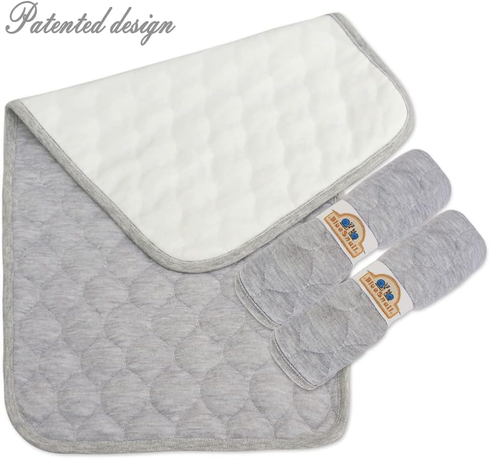 Bamboo Quilted Thicker Longer Waterproof Changing Pad Liners for Babies 3 Count (Grey Gourd Pattern) by BlueSnail