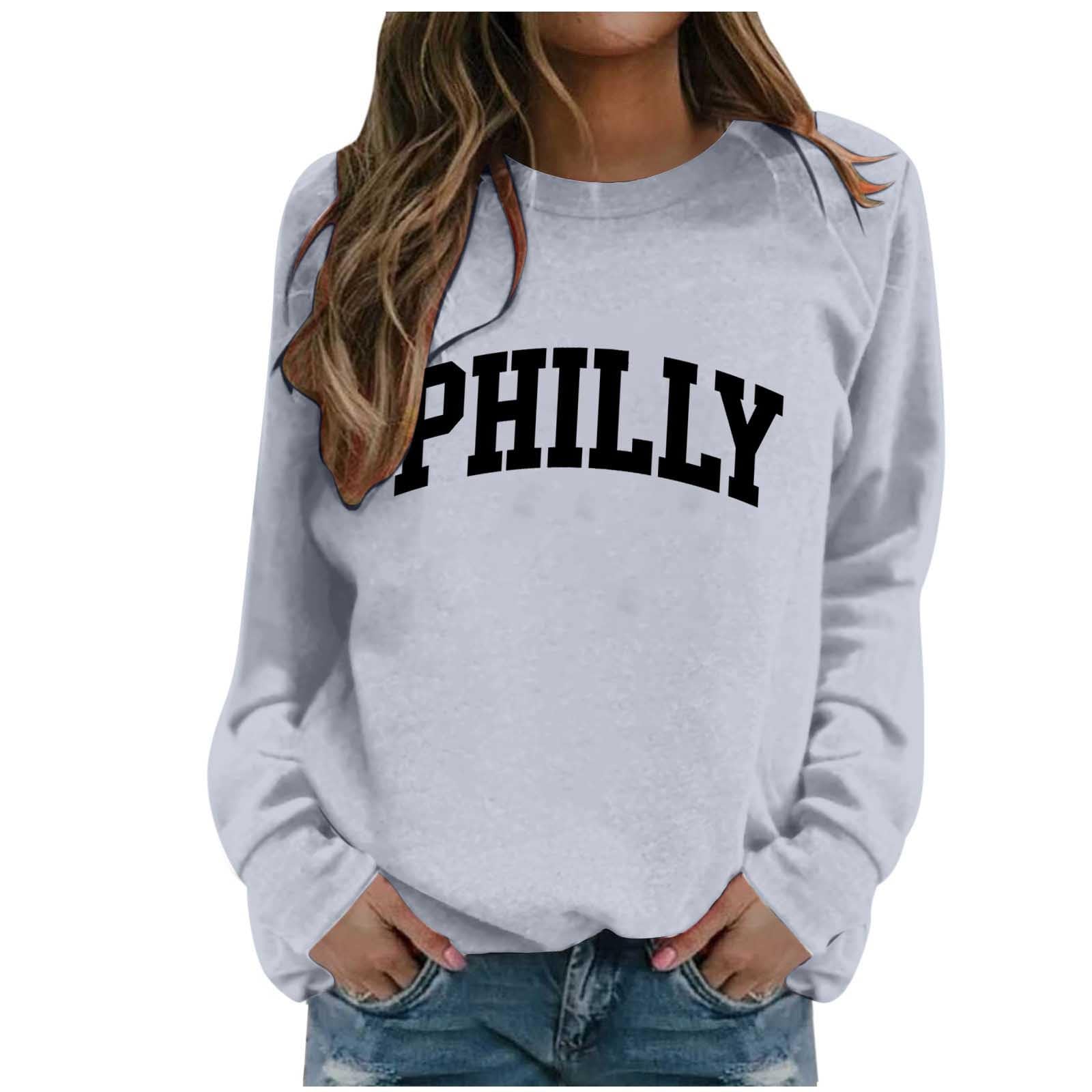 Sweatshirt gris col rond femme L décontracté imprimé sans capuche