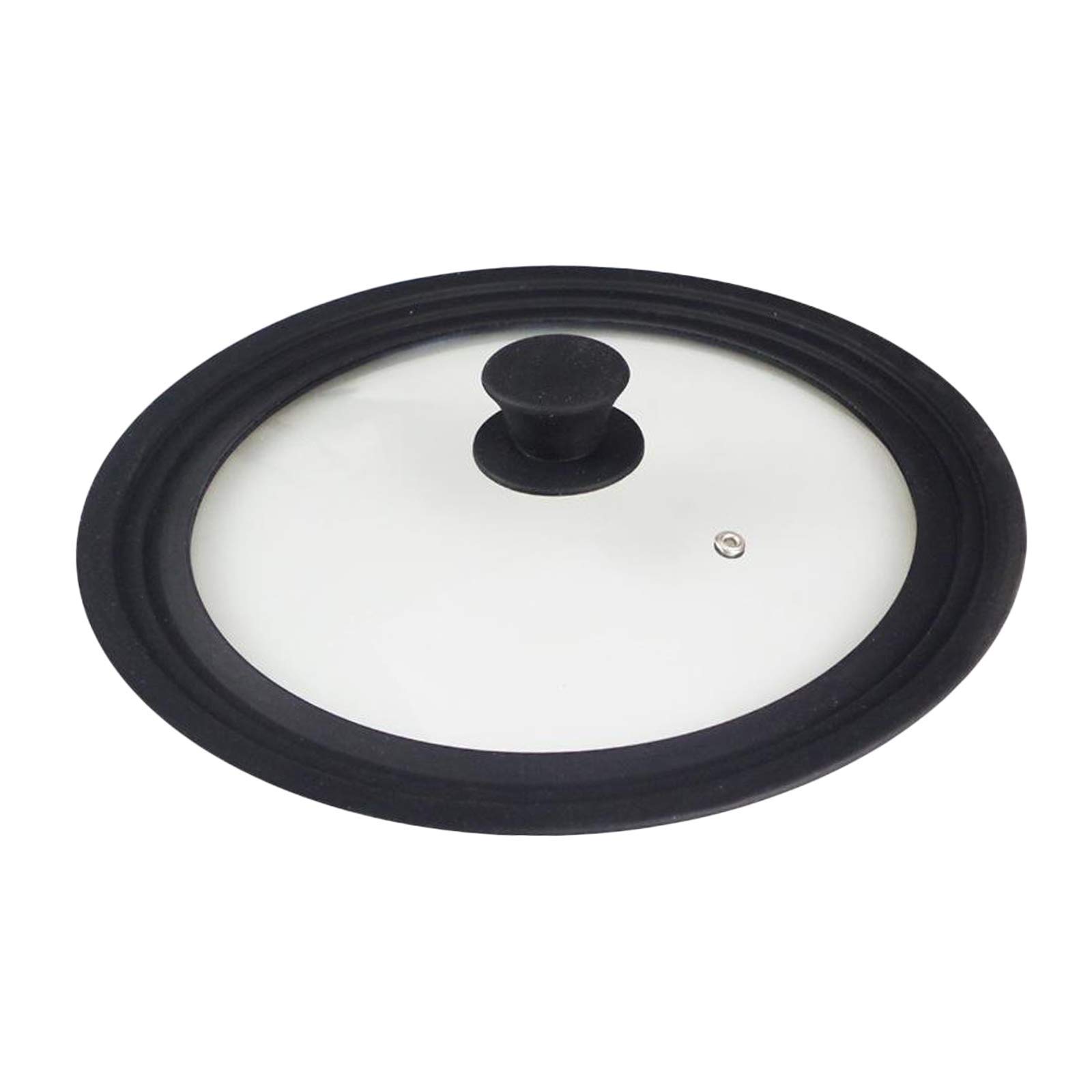 Cubiertas universales de silicona para tapa de vidrio para ollas, sartenes, utensilios de cocina, tapas de repuesto (negro, 34 cm)