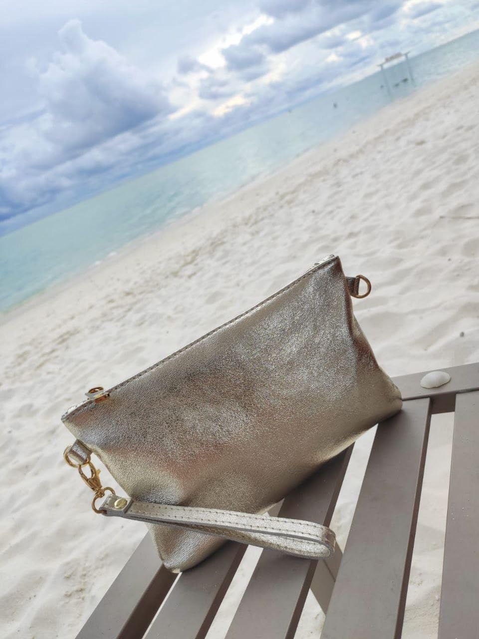 Mauro Pelletteria Pochette Donna con Tracolla Borsa Clutch Donna Elegante in Pelle Morbida Made in Italy Borsa da Polso Modello Mya