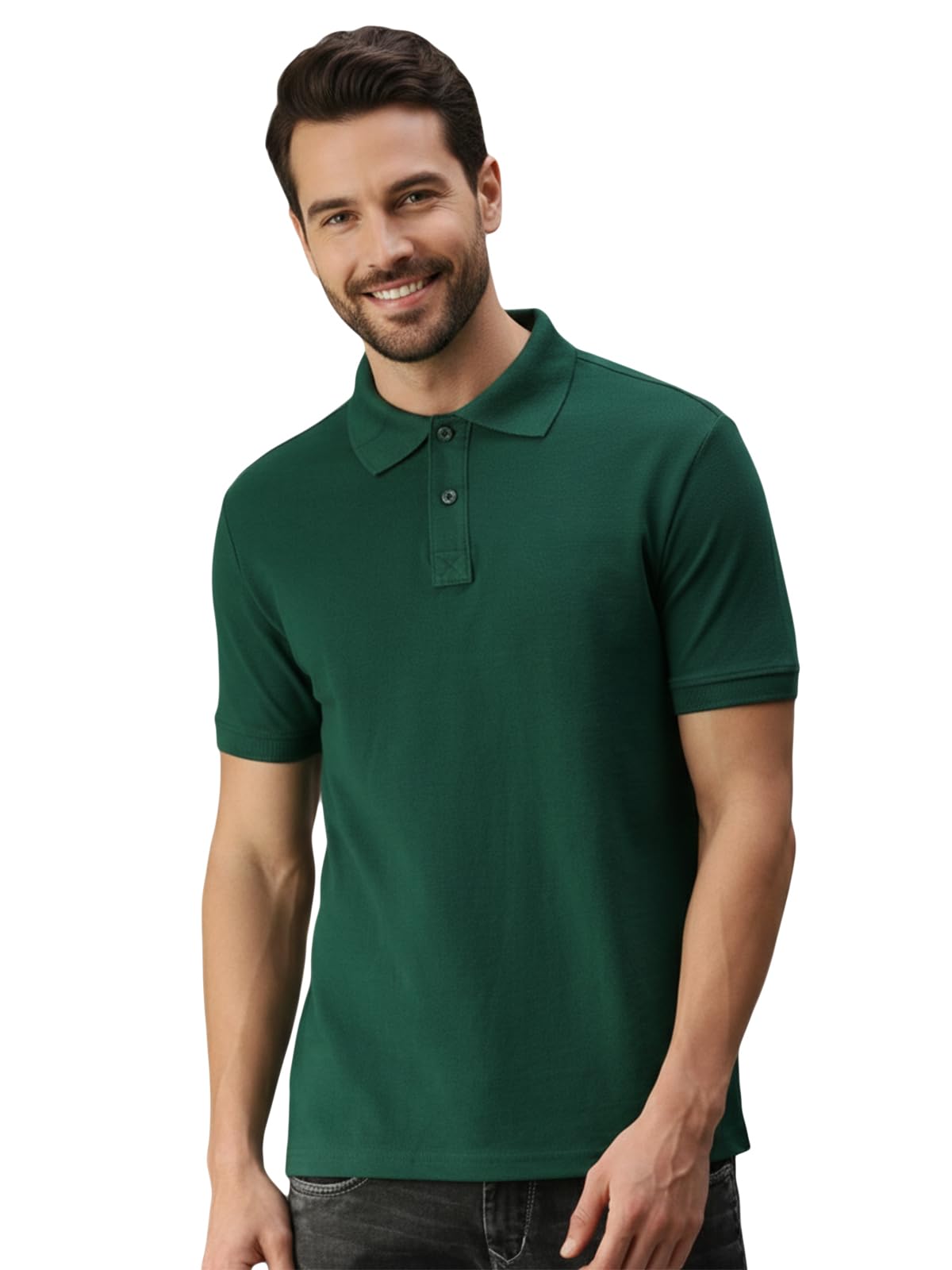 lux cozi Men's Cotton Solid Polo T-Shirt | Premium Collar T-Shirt for Men | Half Sleeve Polo Neck Casual T-Shirt | Soft Breathable Cotton Fabric | Regular Fit Stylish Plain Polo Tee-picture-50