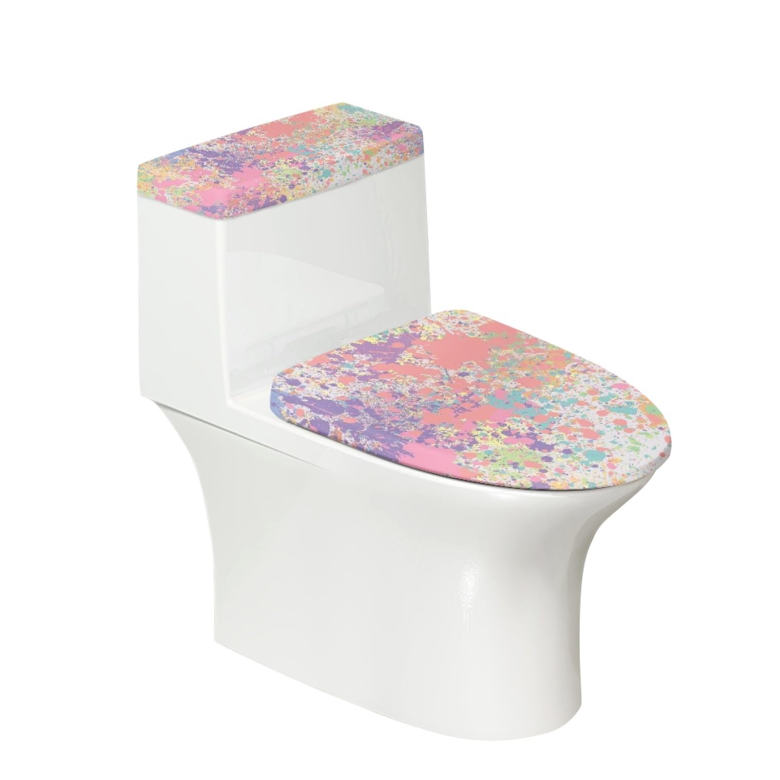 Custom Toilet Lid Cover and Toilet Tank Cover Set of 2 Pcs, Personalized Toilet Seat Cover Set of 2, Add Your Design Customized Toilet Seat Cover with Elastic Edges, Fits Most Toilet Tanks and Lids