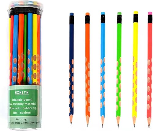 30 Pcs Wood-Cased Graphite HB Pre-Sharpened Pencils,Triangular Grip Pen Anti-skid Design With Eraser, Suitable School Office Stationery Supplies