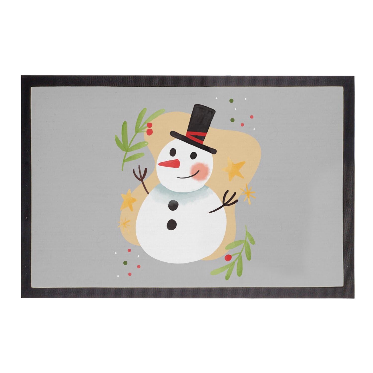 Paillasson Gris de Noël Tapis Entrée Hiver Bonhomme de Neige 60x40