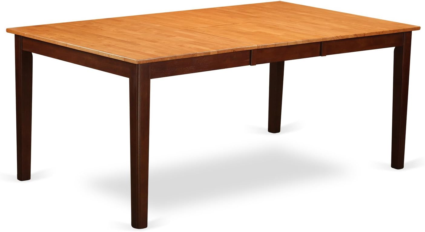 East West Furniture HENL9-BRN-W 9 Piece Kitchen Table & Chairs Set Includes a Rectangle Dining Room Table with Pedestal and 8 Dining Chairs, 42x72 Inch, Brown