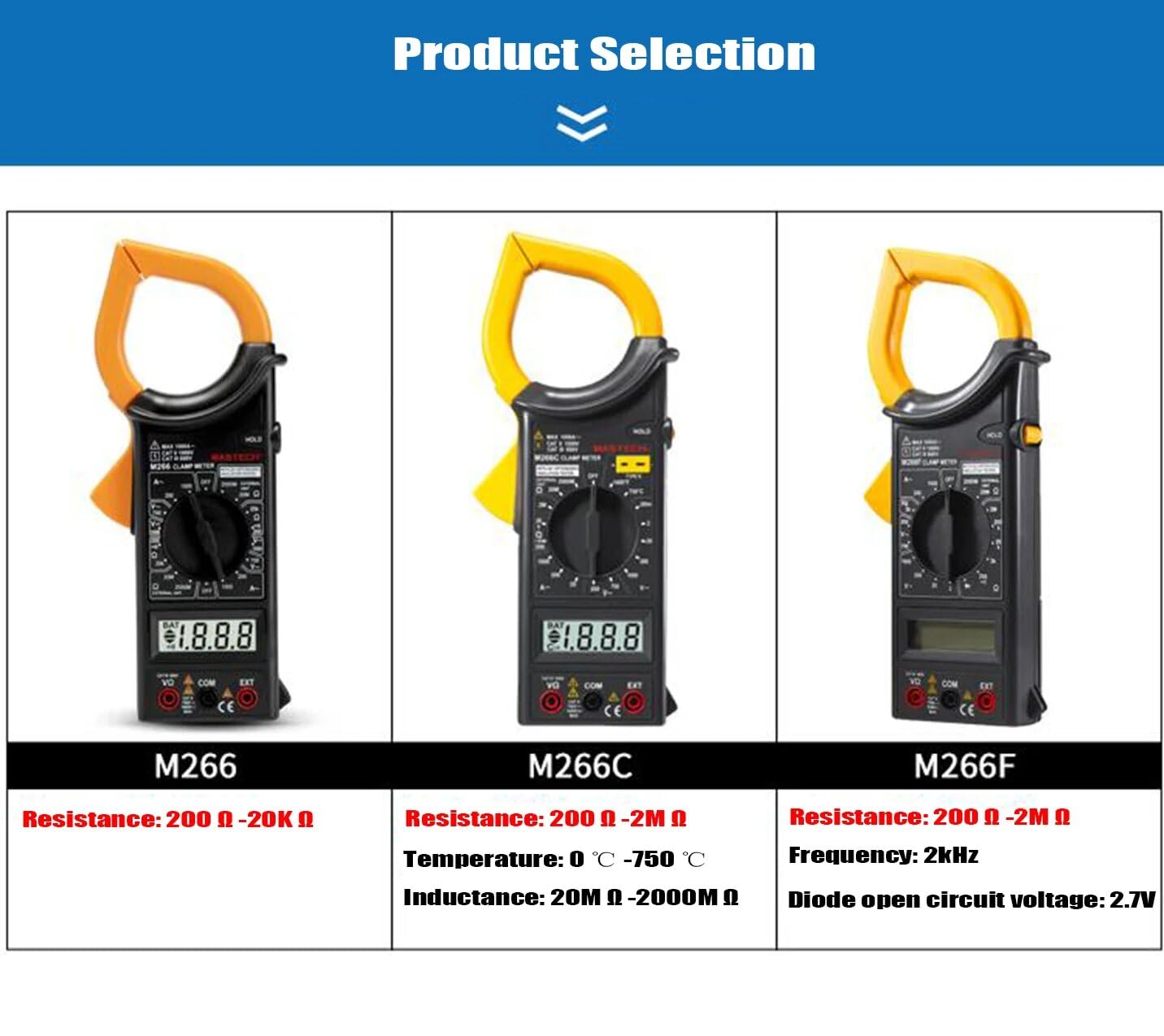 M266 M266C M266F Medidor de abrazadera digital, plisado actual, probador de circuito, pinzas, multímetro herramienta eléctrica profesional para el hogar (M266C)