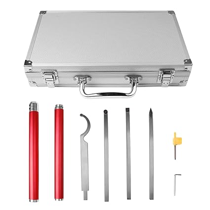 Togarhow Carbide Wood Lathe Tools, Woodturning Tools Wood Lathe Turning Tool Set, with Round/Square/Diamond Insert and Interchangeable Aluminum Alloy Grip Handle (Red)
