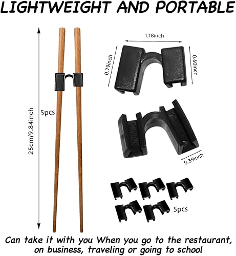 Miniatura 5 de 5 pares de palillos de entrenamiento reutilizables para principiantes y aprendices, paquete de palillos de madera japoneses y juego de ayudante,