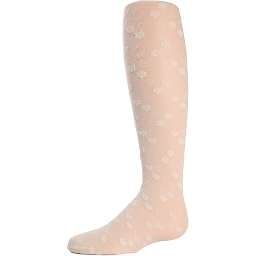 MeMoi Sweet Blossoms Girls Sheer Floral Lace Tights