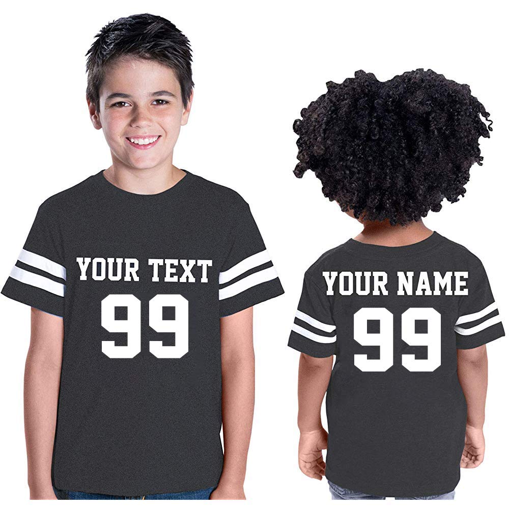 CRAZYDAISYWORLD Customized Toddler Youth Football Jersey T-Shirts | Personalized 2-Sided Custom Team Uniform | Round-Neck Jersey Shirt 2-Toddler - Smoke