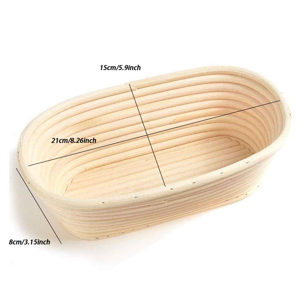 Banneton GOODCHANCEUK - Cesta ovalada para prueba de pan, 21 x 15 x 8 cm, cuenco de madera de ratán natural para probar pan, masa, pizza y masa de pastelería