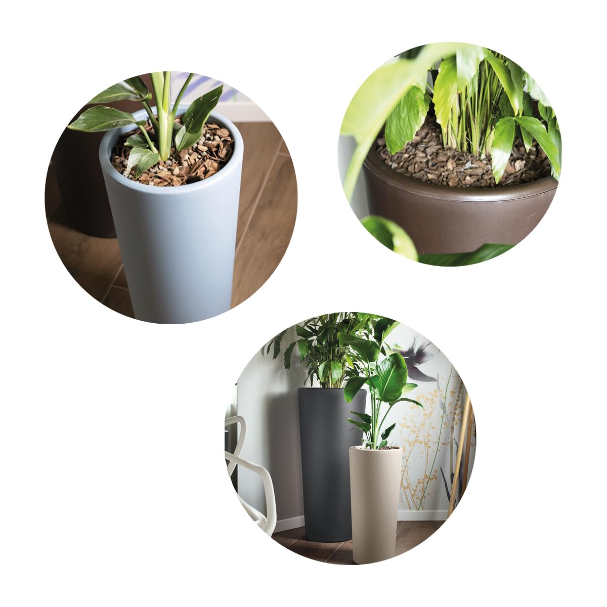 Veca Veneta Casalinghi S.P.A. Vaso FIORIERA Tondo in Pls Alto 85 CM Vari Colori Cache-Pot CLOU diam. 38' (Antracite)