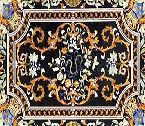 Black Marble Inlay Pietra Dura Coffee Table Top 18